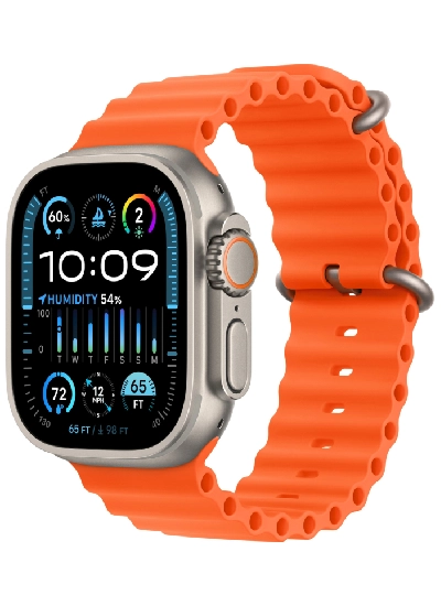 Apple Watch Ultra 2, 49 мм, корпус из титана, ремешок Ocean оранжевого цвета