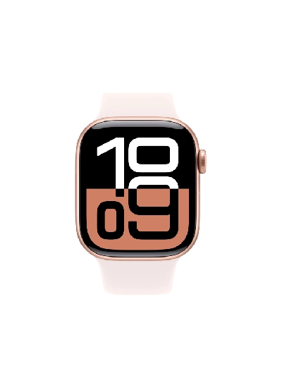 Apple Watch S10, 42 мм, корпус из алюминия цвета «розовое золото», спортивный ремешок цвета «румянец» S/M