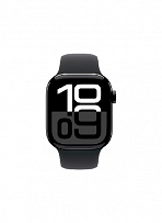 Apple Watch S10, 46 мм, корпус из алюминия цвета «чёрный глянец», спортивный ремешок черного цвета M/L